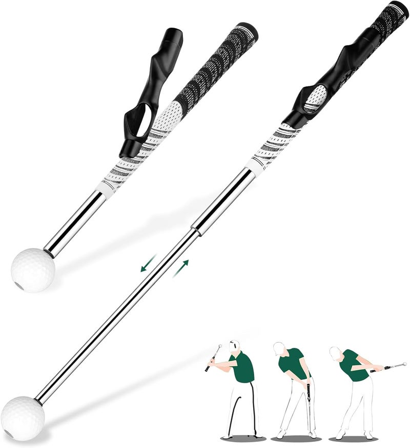 KALAUTO Golf Grip Swing Training Aid - Retractable Click Club Trainer Indoor Practice Warm Up Stick Flexible Telescopic Short Club Tempo Sound Release Trainer Devices - Image 1
